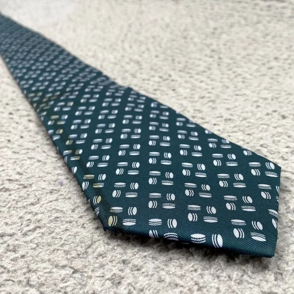 Vintage Christian Dior Men Silk Necktie Green Macaron Corpcore Preppy 90s Career
